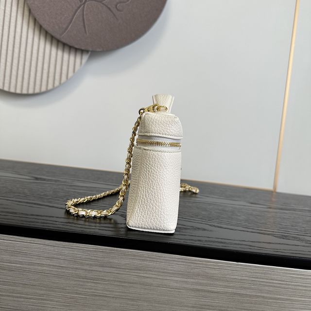 CC grained calfskin small vanity with chain AP5346 white