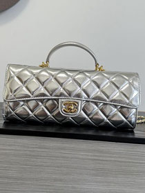 CC lambskin clutch with chain AP5280 silver