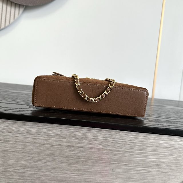 CC suede calfskin small vanity with chain AP5346 brown