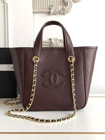 CC calfskin mini shopping bag AS6199 dark brown