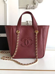 CC calfskin mini shopping bag AS6199 wine 