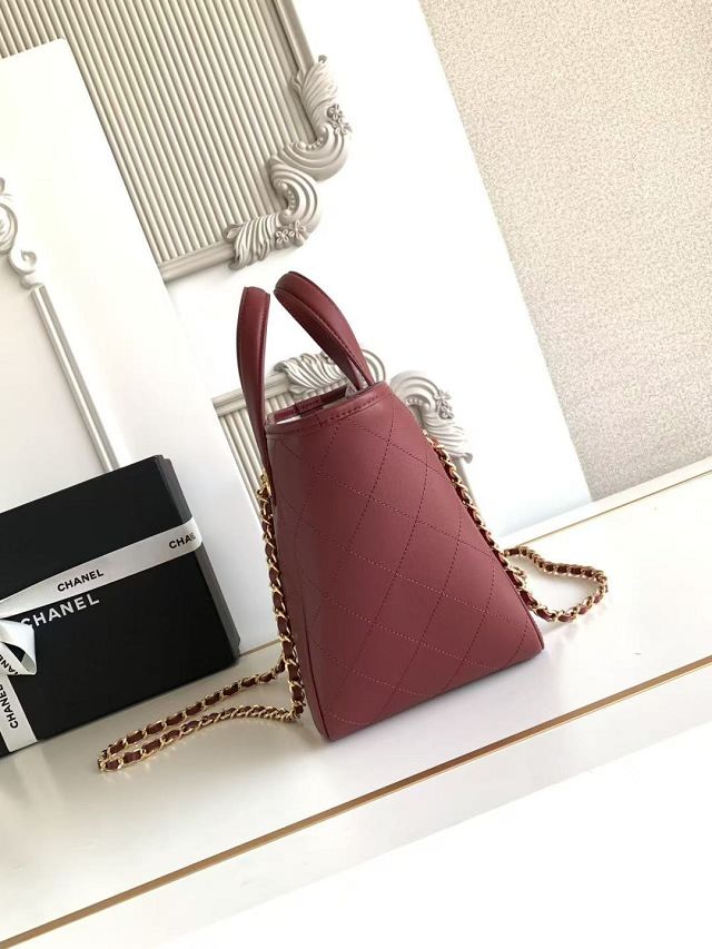 CC calfskin mini shopping bag AS6199 wine 