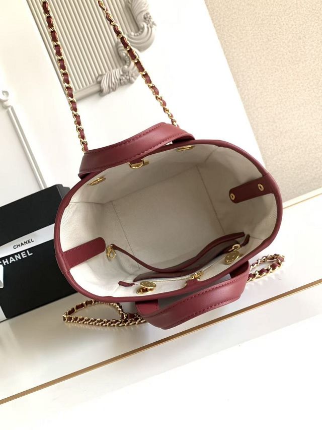 CC calfskin mini shopping bag AS6199 wine 