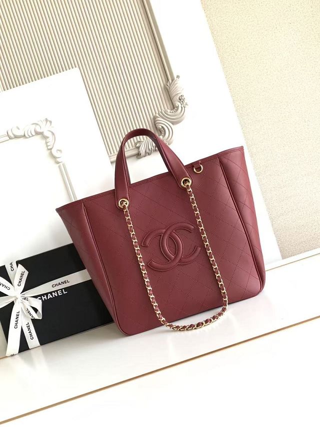 CC calfskin small shopping bag AS6200 wine 