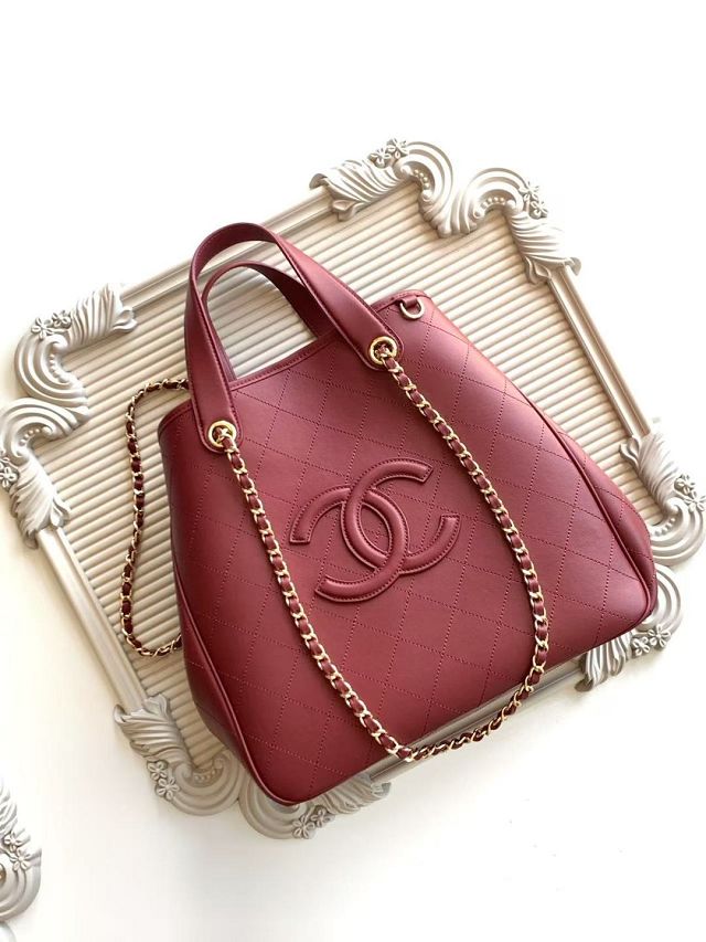CC calfskin small shopping bag AS6200 wine 