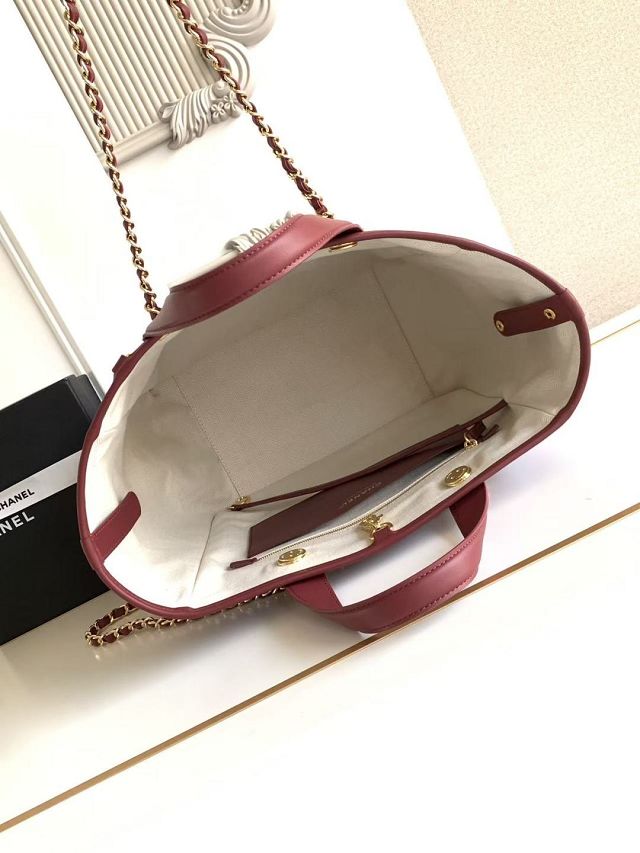 CC calfskin small shopping bag AS6200 wine 