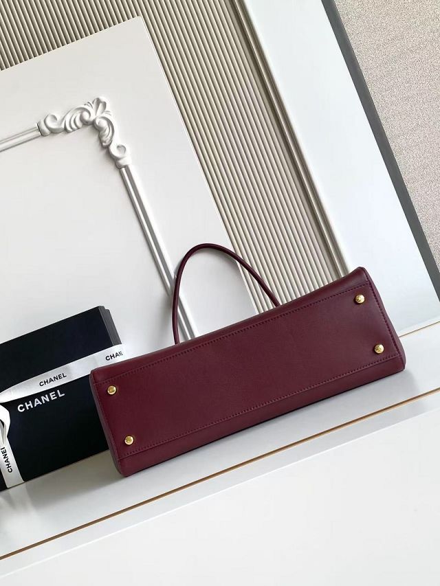 CC calfskin small tote bag AS6243 bordeaux