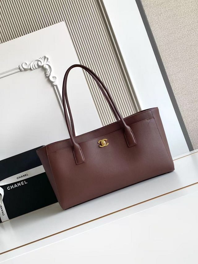 CC calfskin small tote bag AS6243 dark brown