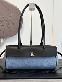 CC denim&calfskin small shopping bag AS6288 blue