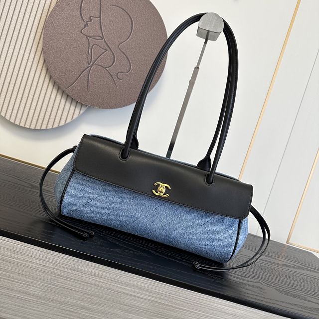 CC denim&calfskin small shopping bag AS6288 blue