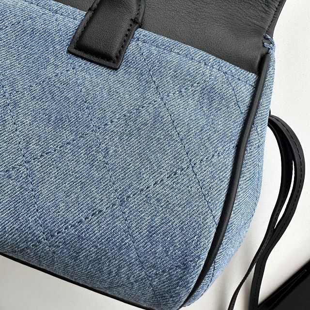 CC denim&calfskin small shopping bag AS6288 blue