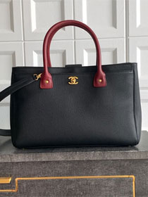 CC grained calfskin medium tote bag AS2157 black&red