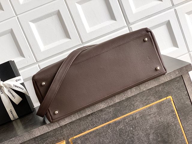 CC grained calfskin medium tote bag AS2157 dark brown