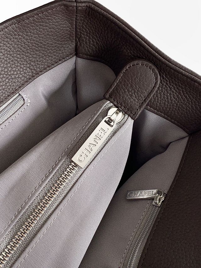 CC grained calfskin medium tote bag AS2157 dark brown