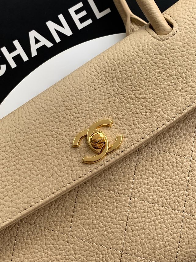 CC grained calfskin small shopping bag AS6288 beige