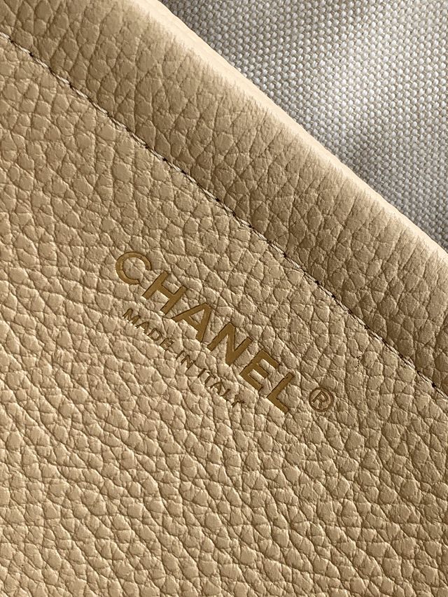 CC grained calfskin small shopping bag AS6288 beige