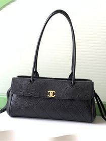 CC grained calfskin small shopping bag AS6288 black