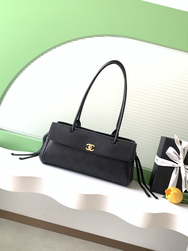 CC grained calfskin small shopping bag AS6288 black