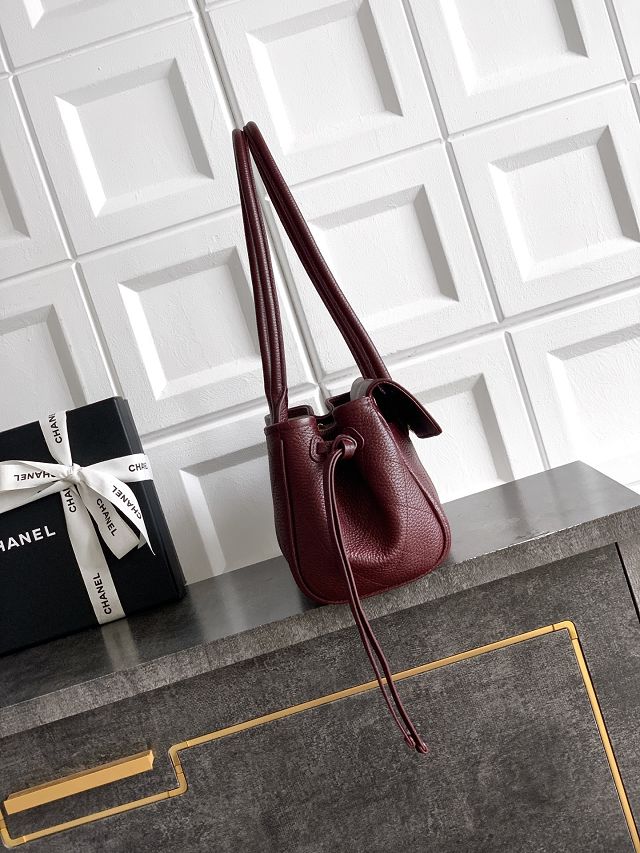 CC grained calfskin small shopping bag AS6288 bordeaux