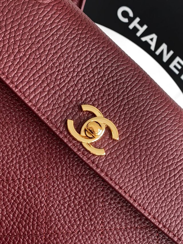 CC grained calfskin small shopping bag AS6288 bordeaux
