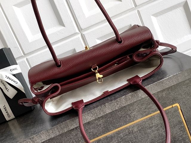 CC grained calfskin small shopping bag AS6288 bordeaux