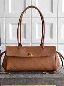 CC grained calfskin small shopping bag AS6288 brown