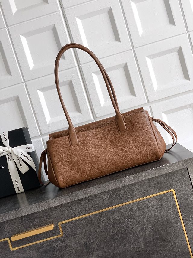 CC grained calfskin small shopping bag AS6288 brown