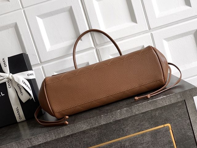CC grained calfskin small shopping bag AS6288 brown