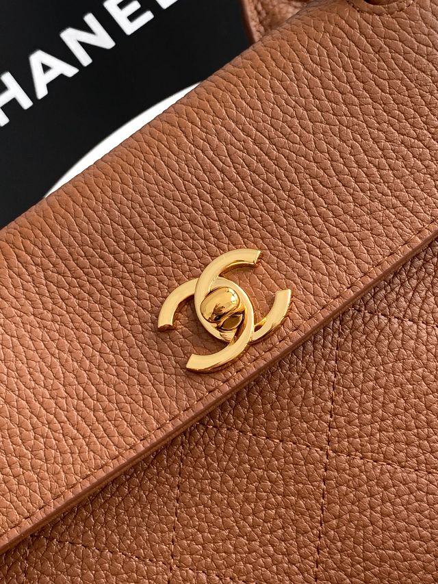 CC grained calfskin small shopping bag AS6288 brown