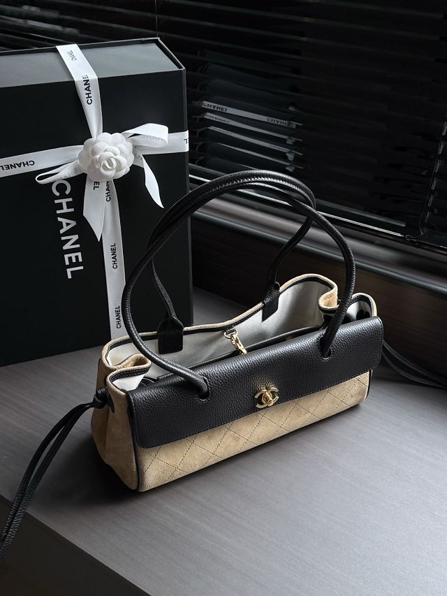 CC suede calfskin small shopping bag AS6288 black