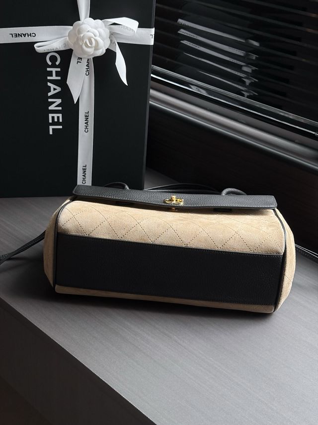 CC suede calfskin small shopping bag AS6288 black
