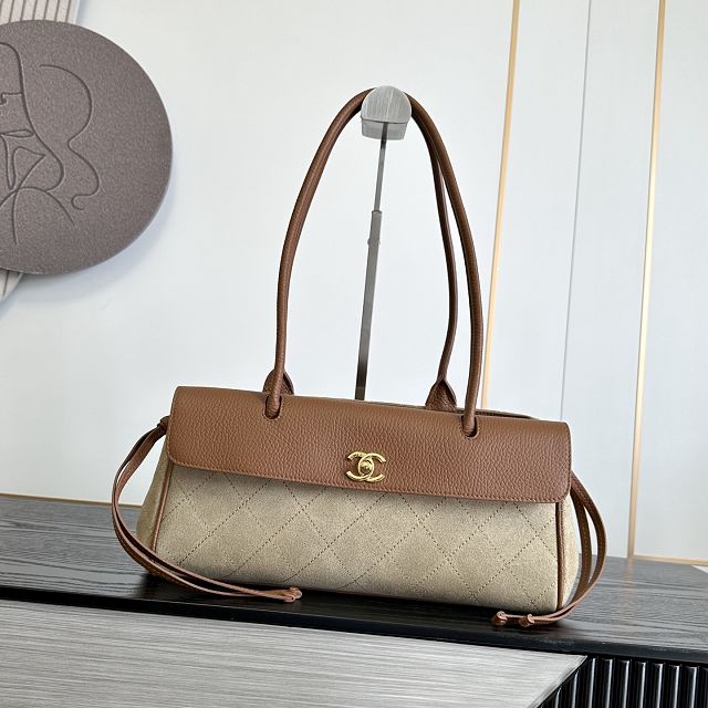 CC suede calfskin small shopping bag AS6288 brown