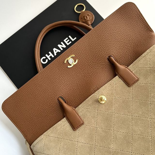 CC suede calfskin small shopping bag AS6288 brown