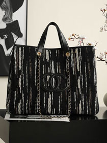 CC tweed medium shopping bag AS6201 black