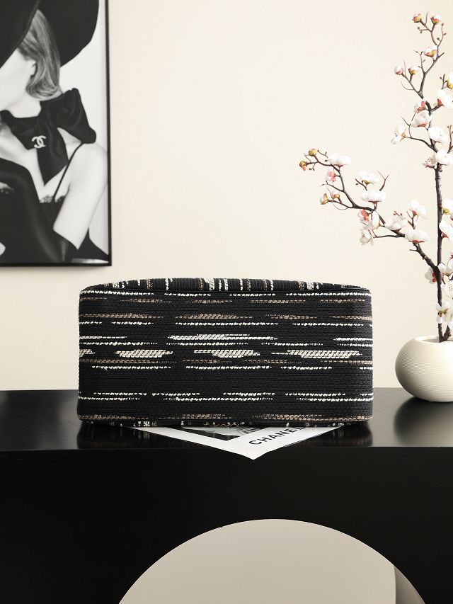 CC tweed medium shopping bag AS6201 black