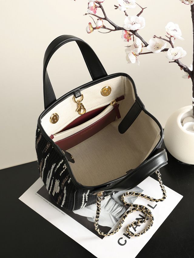 CC tweed mini shopping bag AS6199 black
