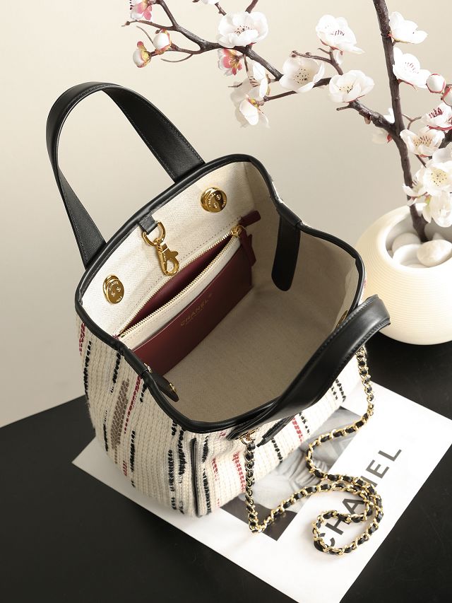 CC tweed mini shopping bag AS6199 white