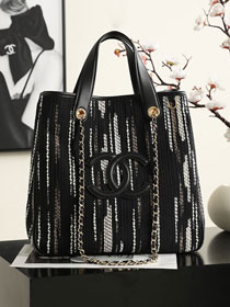CC tweed small shopping bag AS6200 black