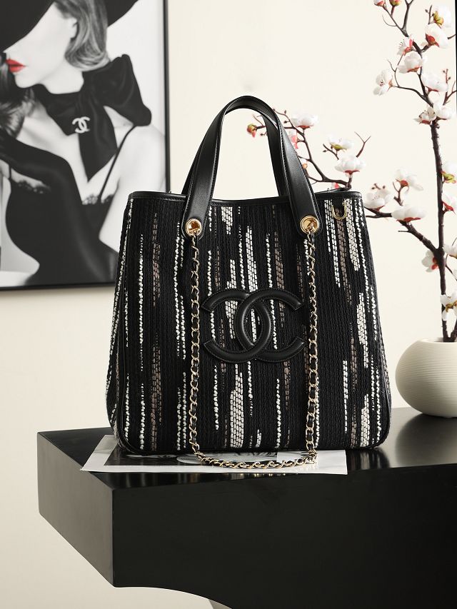 CC tweed small shopping bag AS6200 black