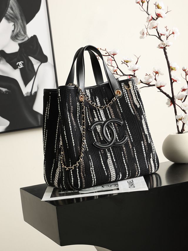 CC tweed small shopping bag AS6200 black