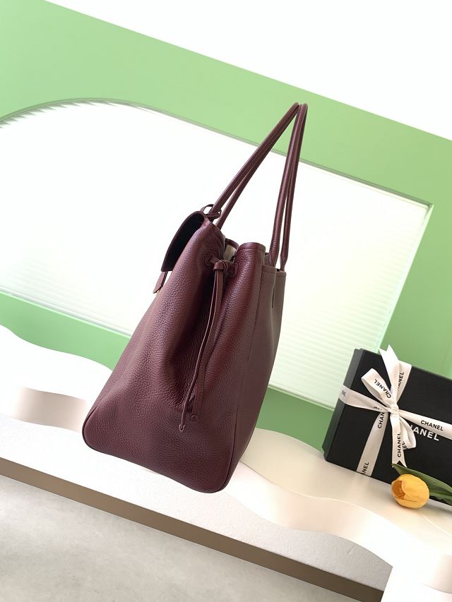 CC grained calfskin large shopping bag AS6289 bordeaux