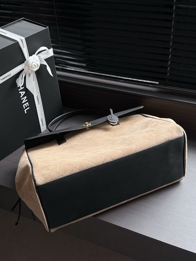 CC suede calfskin large shopping bag AS6289 black