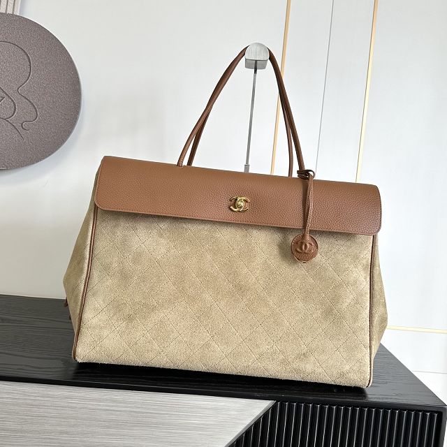 CC suede calfskin large shopping bag AS6289 brown