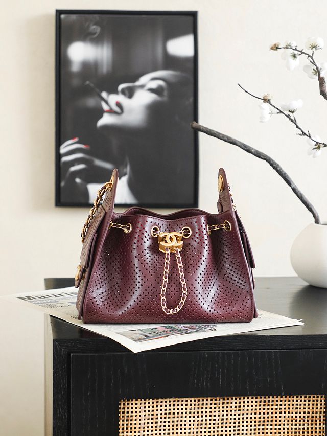 CC calfskin 25 mini handbag AS5631 bordeaux