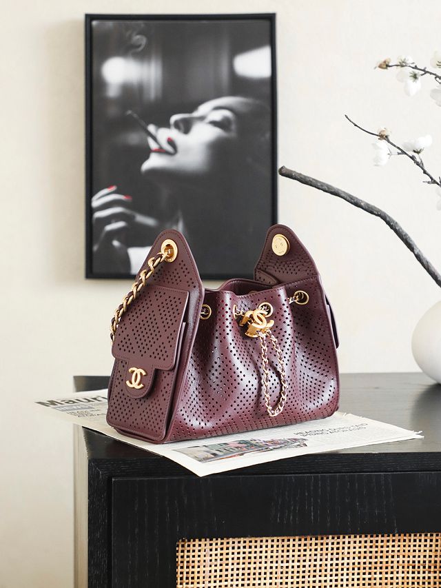 CC calfskin 25 mini handbag AS5631 bordeaux
