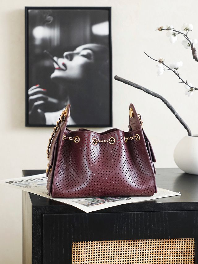 CC calfskin 25 mini handbag AS5631 bordeaux