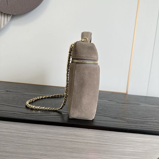 CC suede calfskin top handle flap bag AS6473 grey
