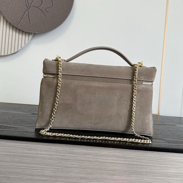 CC suede calfskin top handle flap bag AS6473 grey
