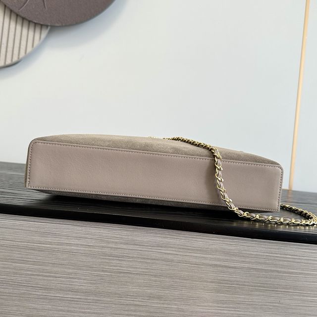 CC suede calfskin top handle flap bag AS6473 grey