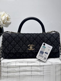 CC denim east-west coco handle bag AS6091 black